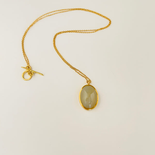 Grey moonstone and 18k gold necklace