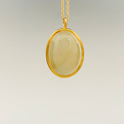 Grey moonstone and 18k gold necklace