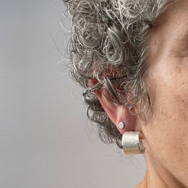 Wide silver hoop earrings