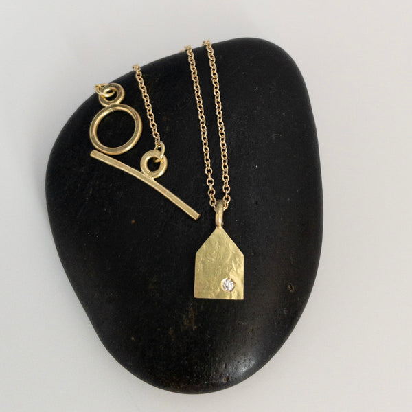 Small House pendant, yellow gold