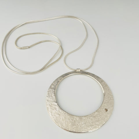 Moon/Eclipse long pendant with diamond